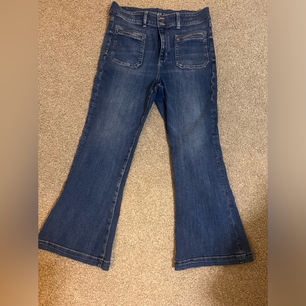 American Eagle Super High Rise Flare | Dark Wash | 16